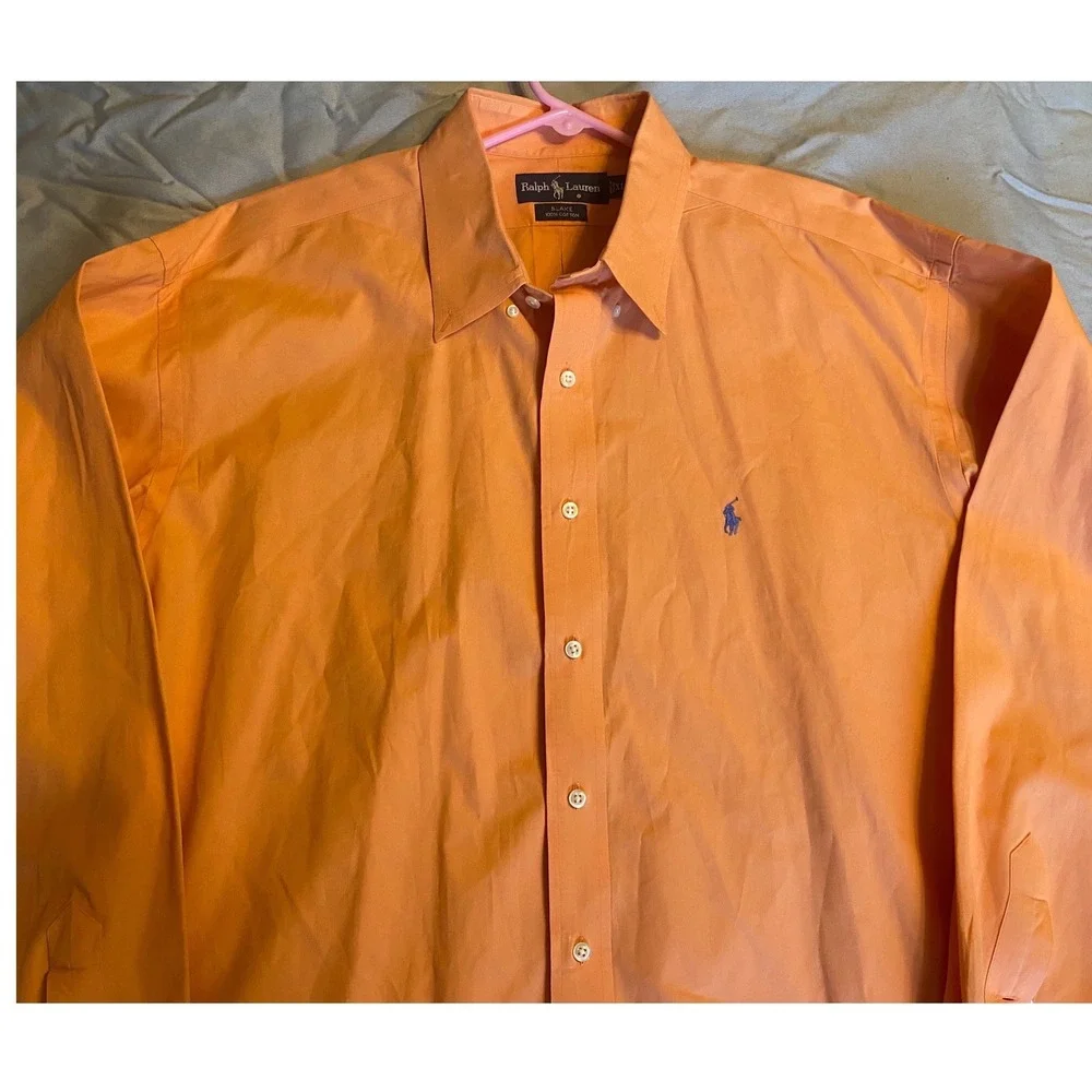 Ralph Lauren Blake Button Down Shirt Mens XL Orange Good Cotton Long Sleeve Pony